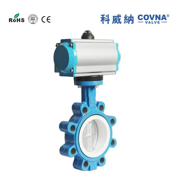 COVNA 4 inch Cast Iron Semi ANSI Air Control Lug Butterfly Valve Water SS Disc Pneumatic Control Butterfly Valve