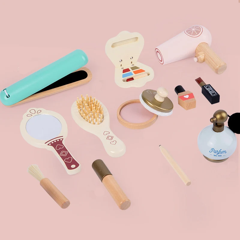 Kids Wooden Dress Up Toys Princess Simulation Tool Set Toy Game Role Play House Toy
