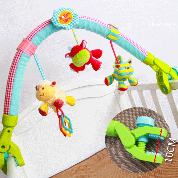 Colorful Multifunctional Cartoon Animal Stroller Organic Baby Car Crib Clip Hanging Plush Toy
