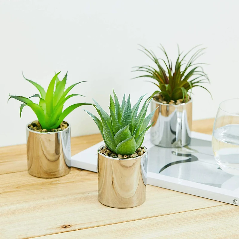 Искусственная зеленая трава, маленькие растения с горшком, Декоративные Искусственные пластиковые растения, цветы в помещении и на открытом воздухе, украшение