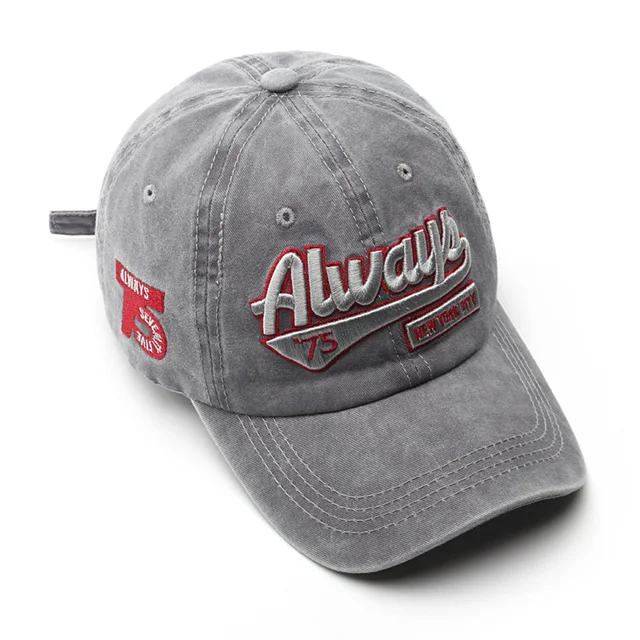 Customizable Embroidered Baseball Cap High-End Pure Cotton Waterproof Sun Visor Distressed Peaked Cap High Quality