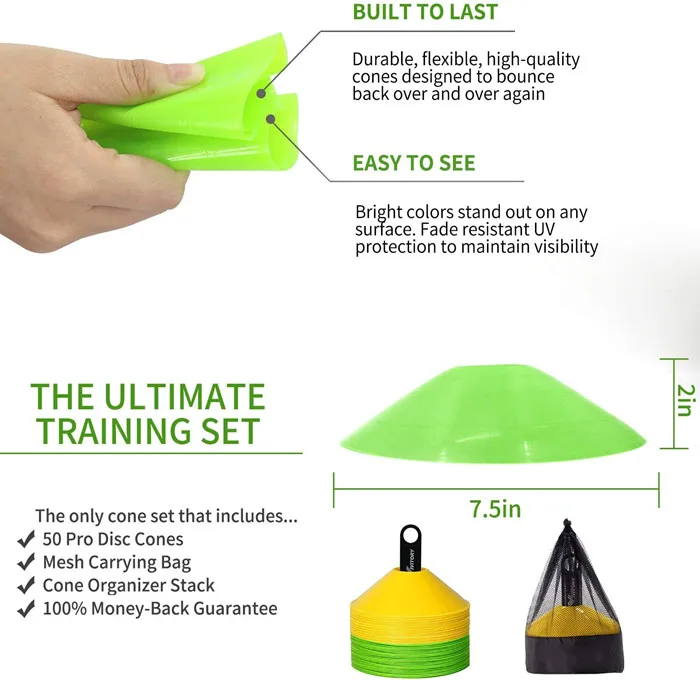 Wholesale Soccer Cones (Set of 50) - Agility Soccer Cone with Carry Bag and Holder for Sports Training Disc cone