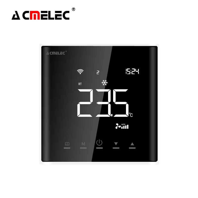 White Air Conditioner Room Thermostat Adjustable Digital Thermostat Fcu Hvac Systems Touch Screen LCD Temperature Regulator