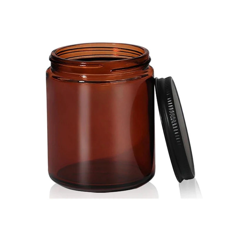 Wholesale Metal Lids Candles Making Jars Empty Scented Amber Glass Candle Jars
