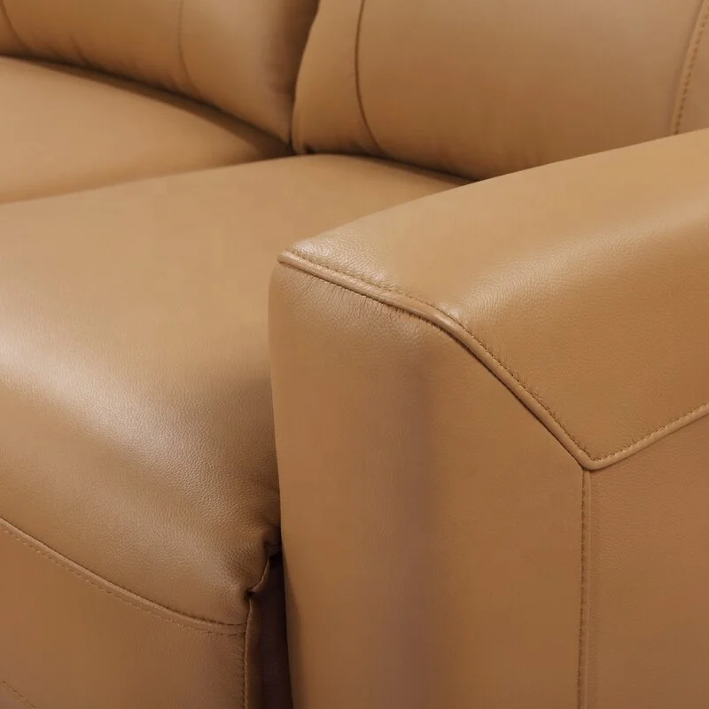 GEEKSOFA Factory Direct Genuine Leather Square Arm Reclining Sofa Good Quality Furniture Sofa With USB Charging For Living Room