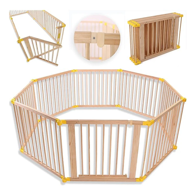 Baby Fence Play Area Foldable Wooden Playpen for Babies and Toddlers
