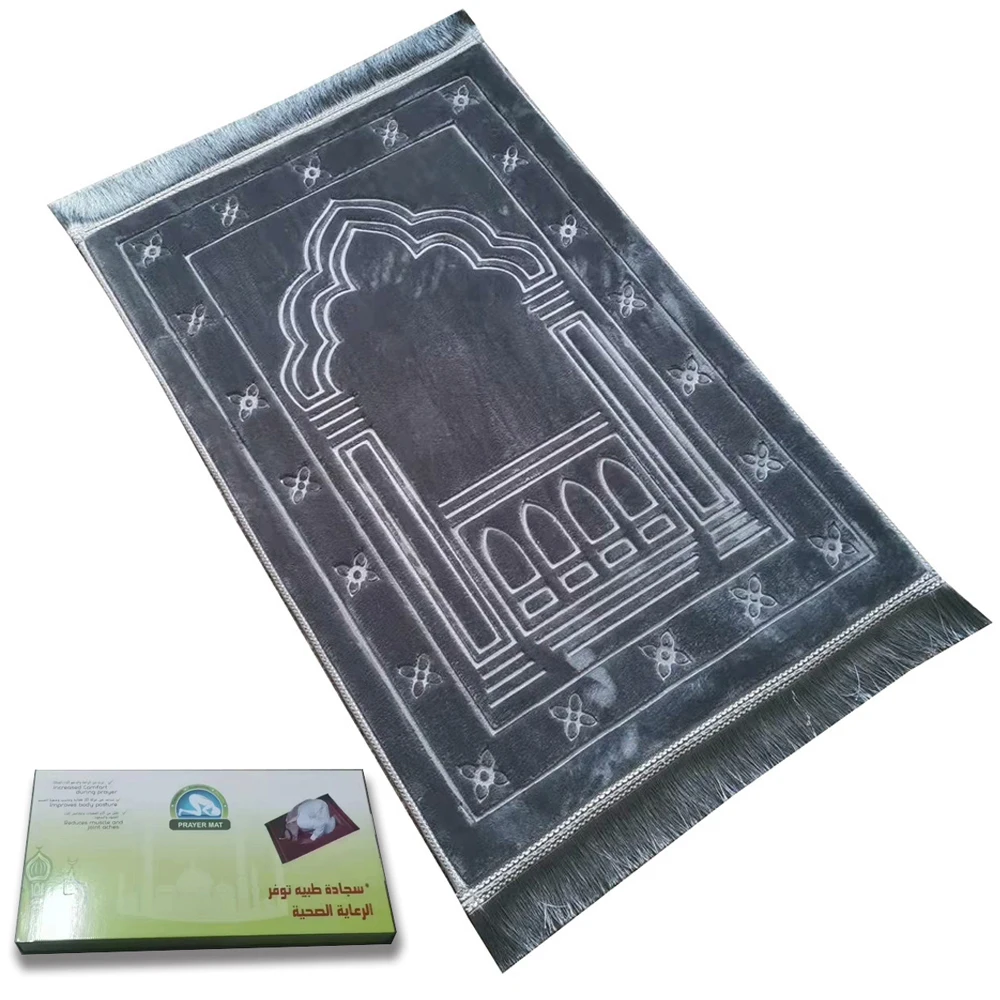 Top Quality Wholesale Thick Islamic prayer mats Muslim Velvet Prayer Rug Memory foam soft mat prayer rug gift set