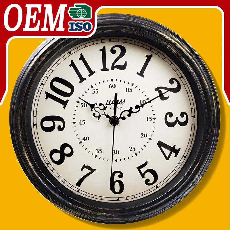 Manufacturers 12 Inch Custom Quartz wall clock Battery Operated Gift Round Cheap Plastic Antique wall cloks