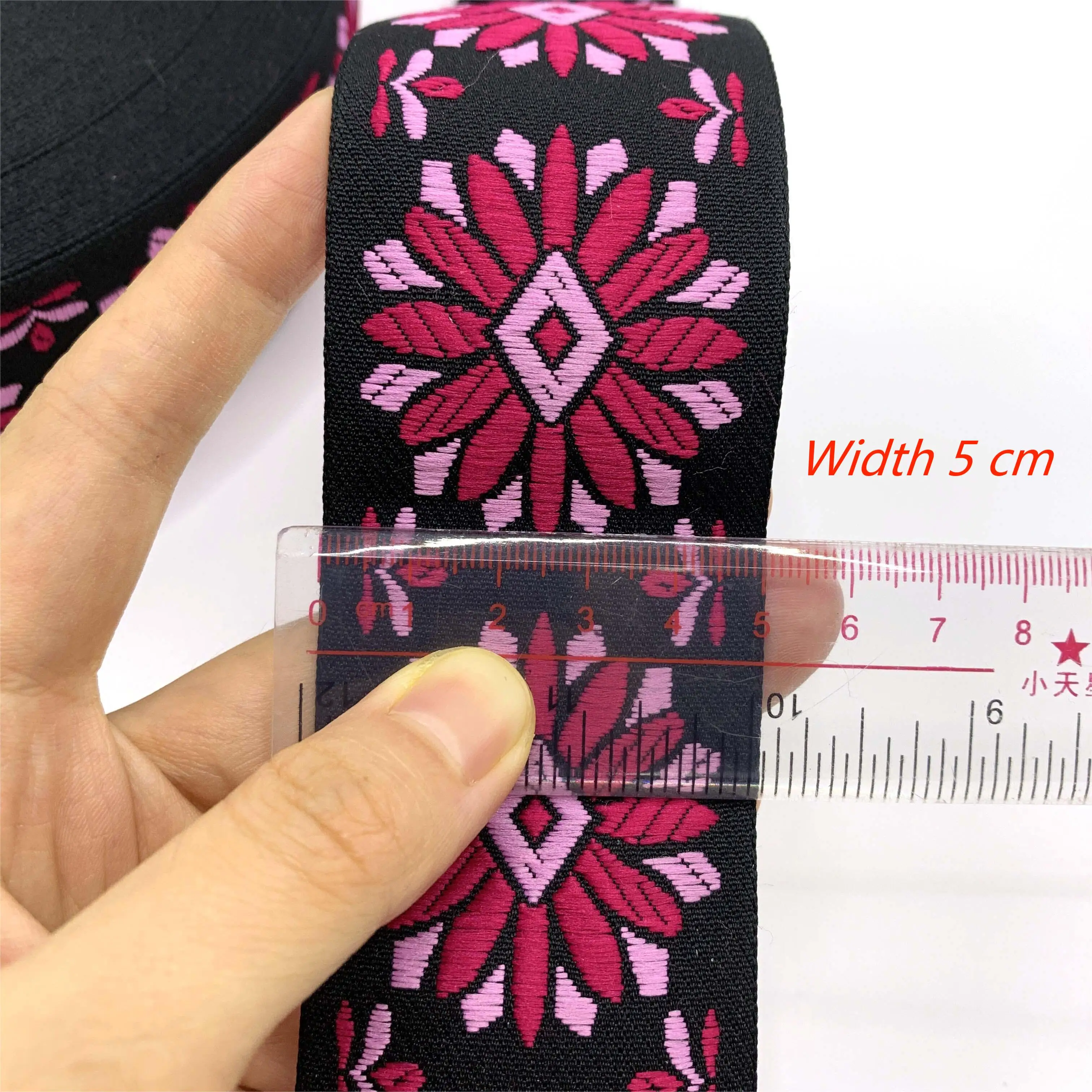 For Garment&Processing Accessory Stock Recyclable 5 CM National Retro Ethnic Wind 100% Polyester Jacquard Webbing