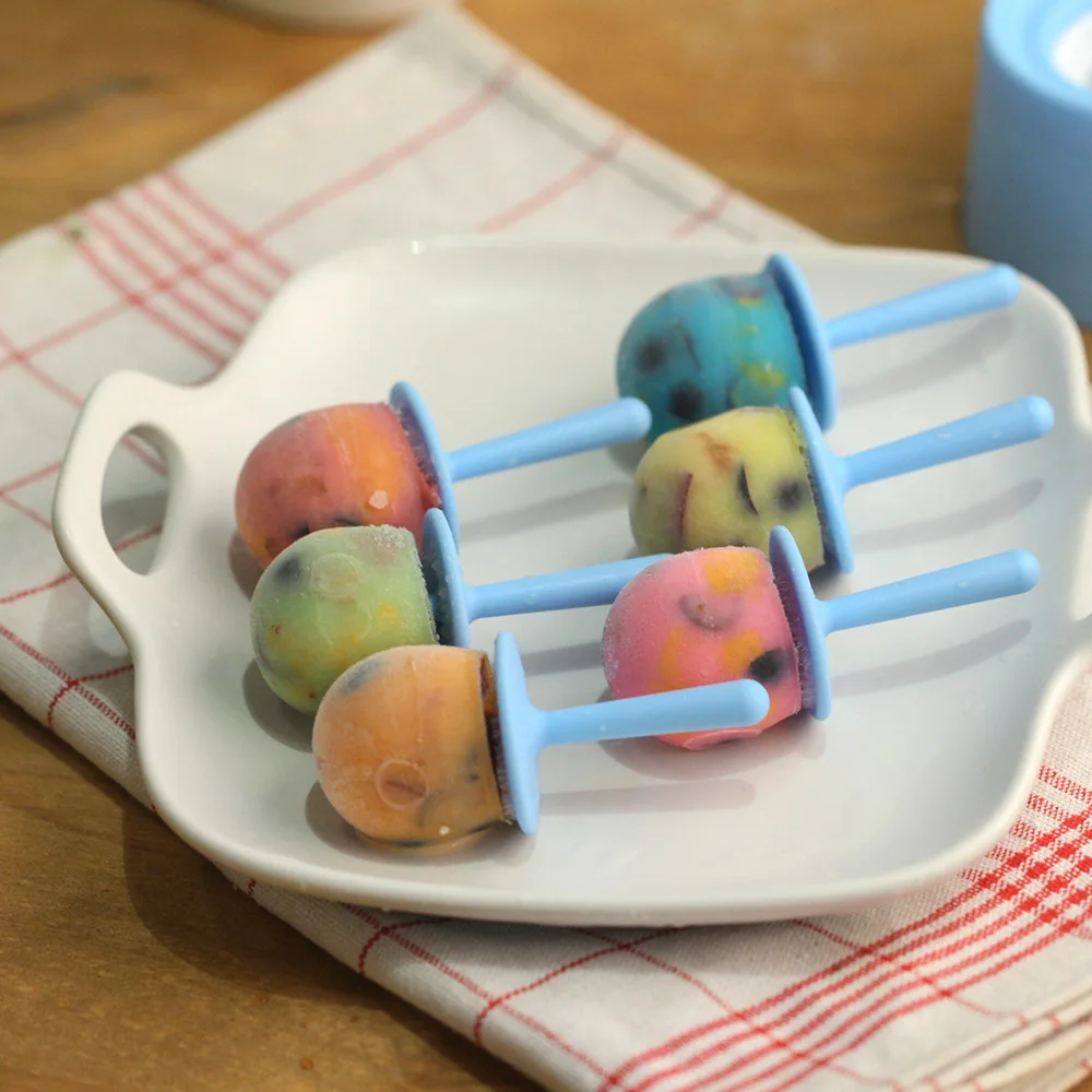 INS Creative Cartoon Silicone DIY Popsicle Mold Six Popsicle Box Ice Lattice Animal Ice Cream Maker Tools