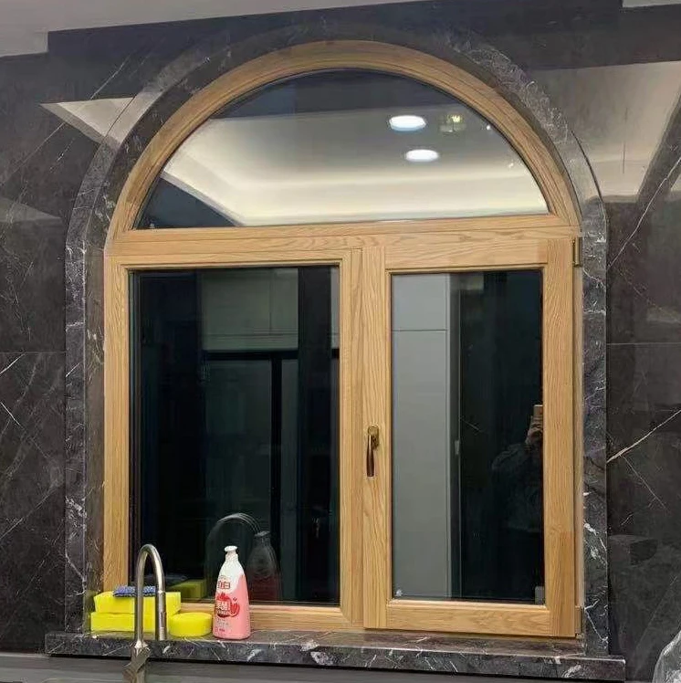 Arch Wood clad aluminum casement tilt turn windows