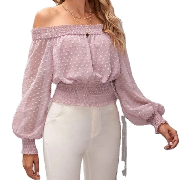 Elegant top ladies blouse fancy latest casual new arrival long sleeve custom crop spring fashion chiffon tops blouses for women