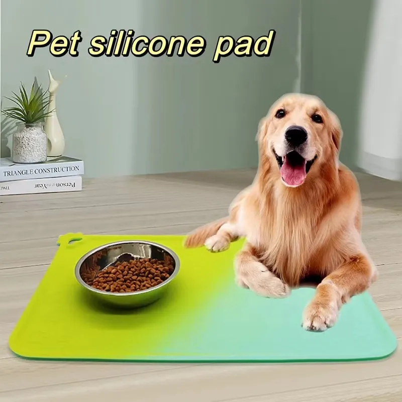 Customize Non-slip Pet Food Mat Latest Color Gradient Pet Food Placemat to Avoid Leakage for Dogs and Cats