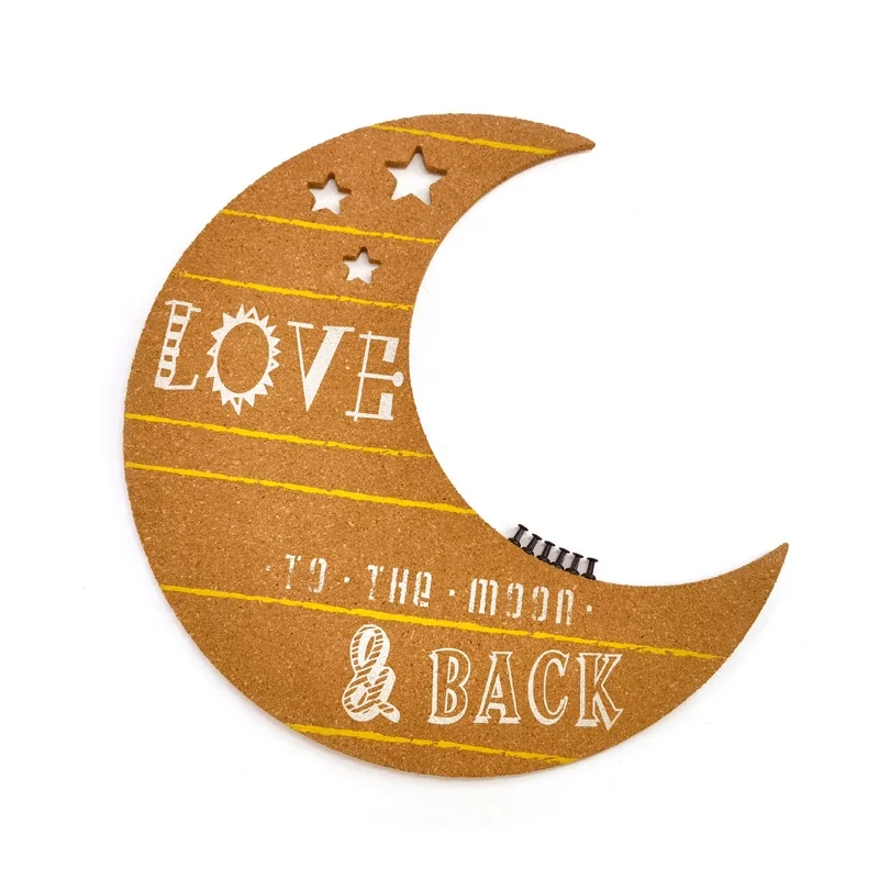 Необычная декоративная пробковая доска в форме Луны без рамы для стен, пробковый лист, Экологичная доска для объявлений, деревянная рамка