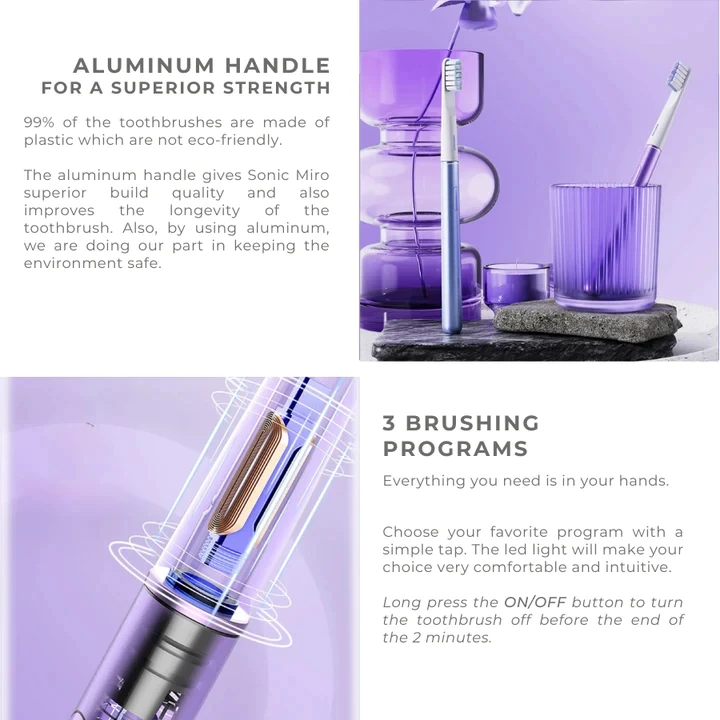 New Color Metal Sonic Electric Toothbrush IPX7 Waterproof Ultrasonic Toothbrush for Gift