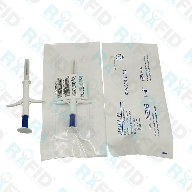 RAFID FDX-B RFID Animal ID injectable Microchips for Dogs 2.12x12mm with Syringe FDX-B ICAR Certificated