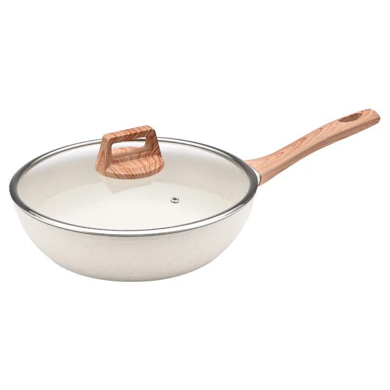 Wholesale 12 Pieces Metal Aluminum  Kitchen Cooking Pan Pot Set Non Stick Cookware Sets with Wood Handle