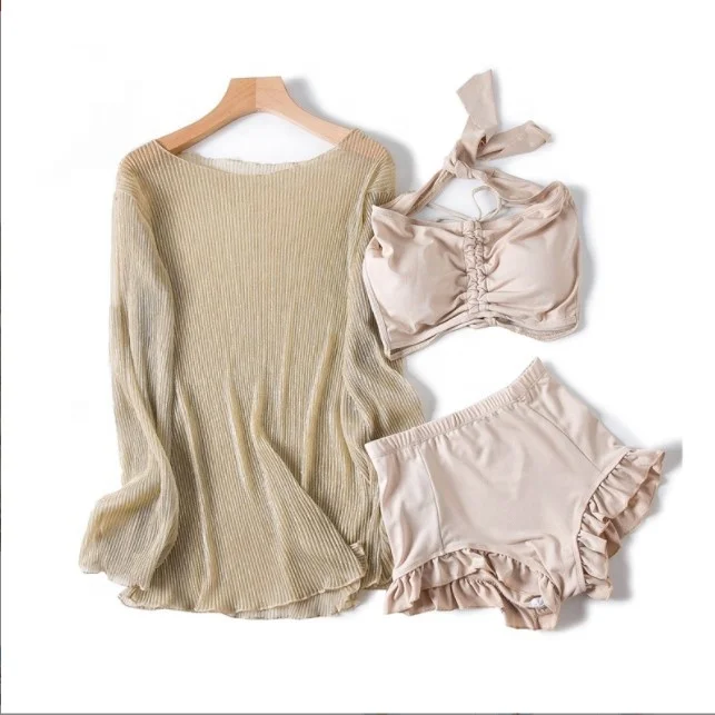 Breathable  sun protection clothes and sexy women bikini sets cute swim wear