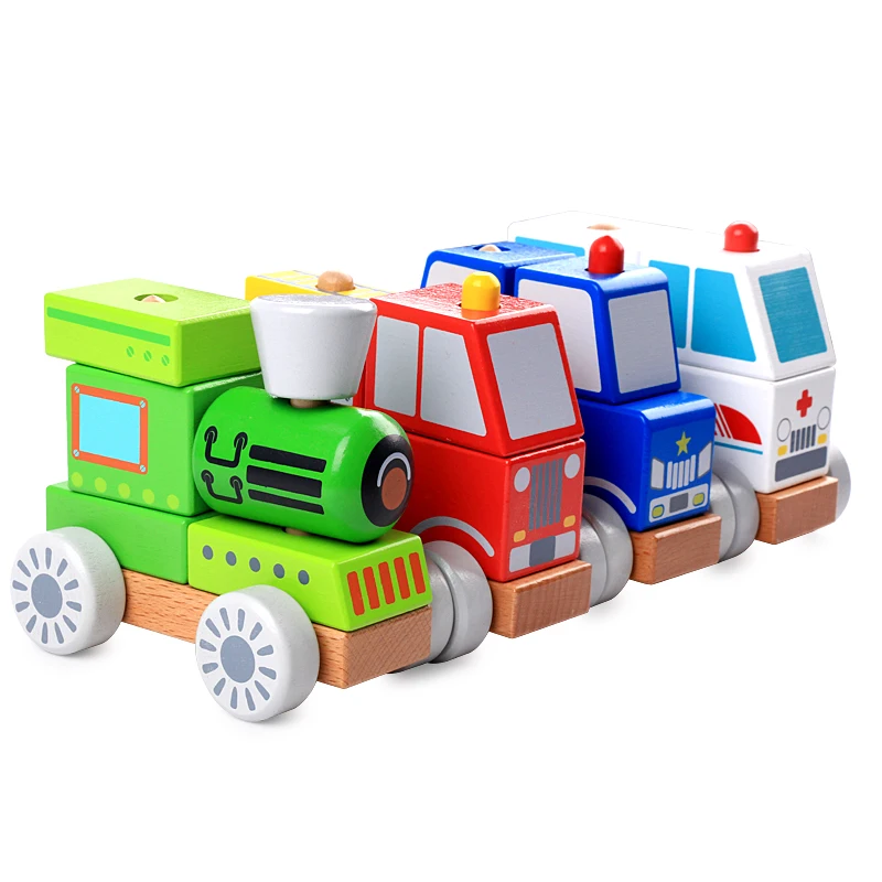 Fire Engine/Police Car/Ambulance/Truck Wooden Toy Cars Cheap Toys for Baby Early Education