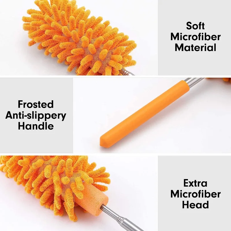 Hand-Washable Cleaning Duster with Retractable Pole and Detachable Features for Office Car Windows Furniture Cleaning Products