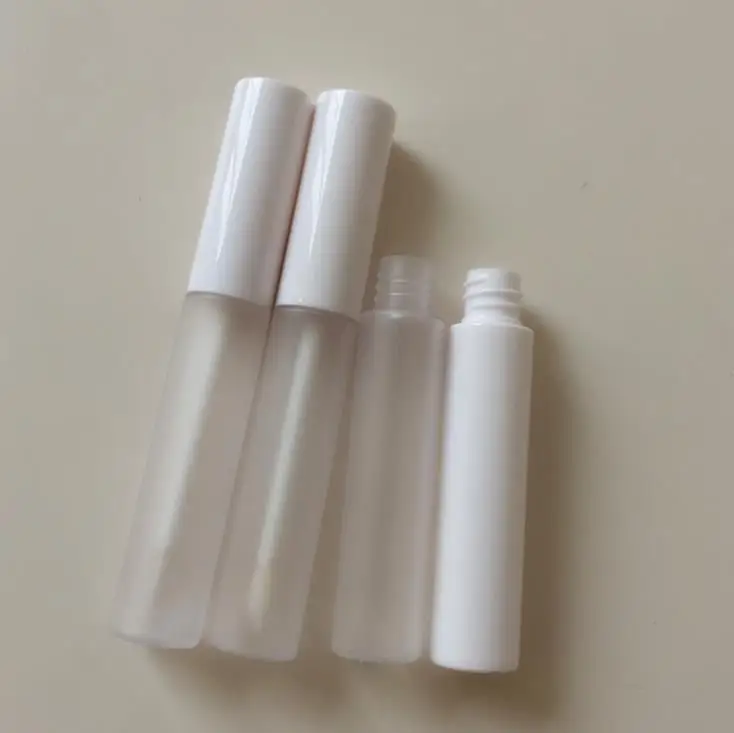 Wholesale 10ml Plastic Clear/frosted/white empty lip gloss/mascara/eyeliner wand tube bottle with white cap
