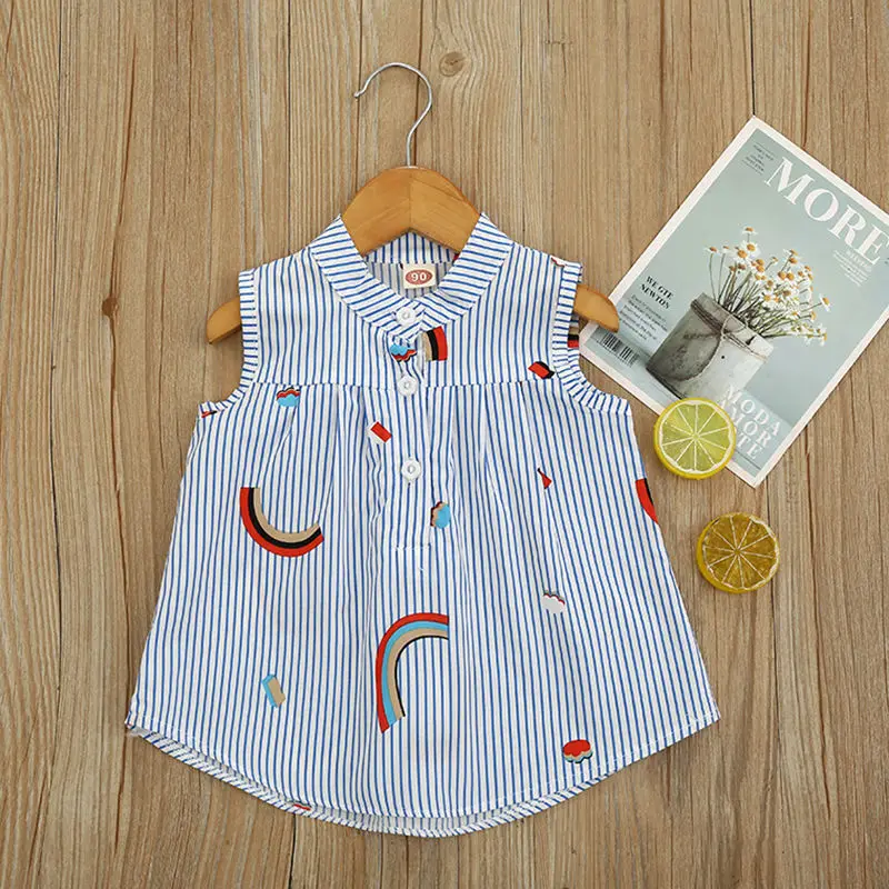 
Baby kids Girls Summer sleeveless shirt 2-6 years girls casual fashion strawberry cotton Princess Baby Shirt tops P2009 