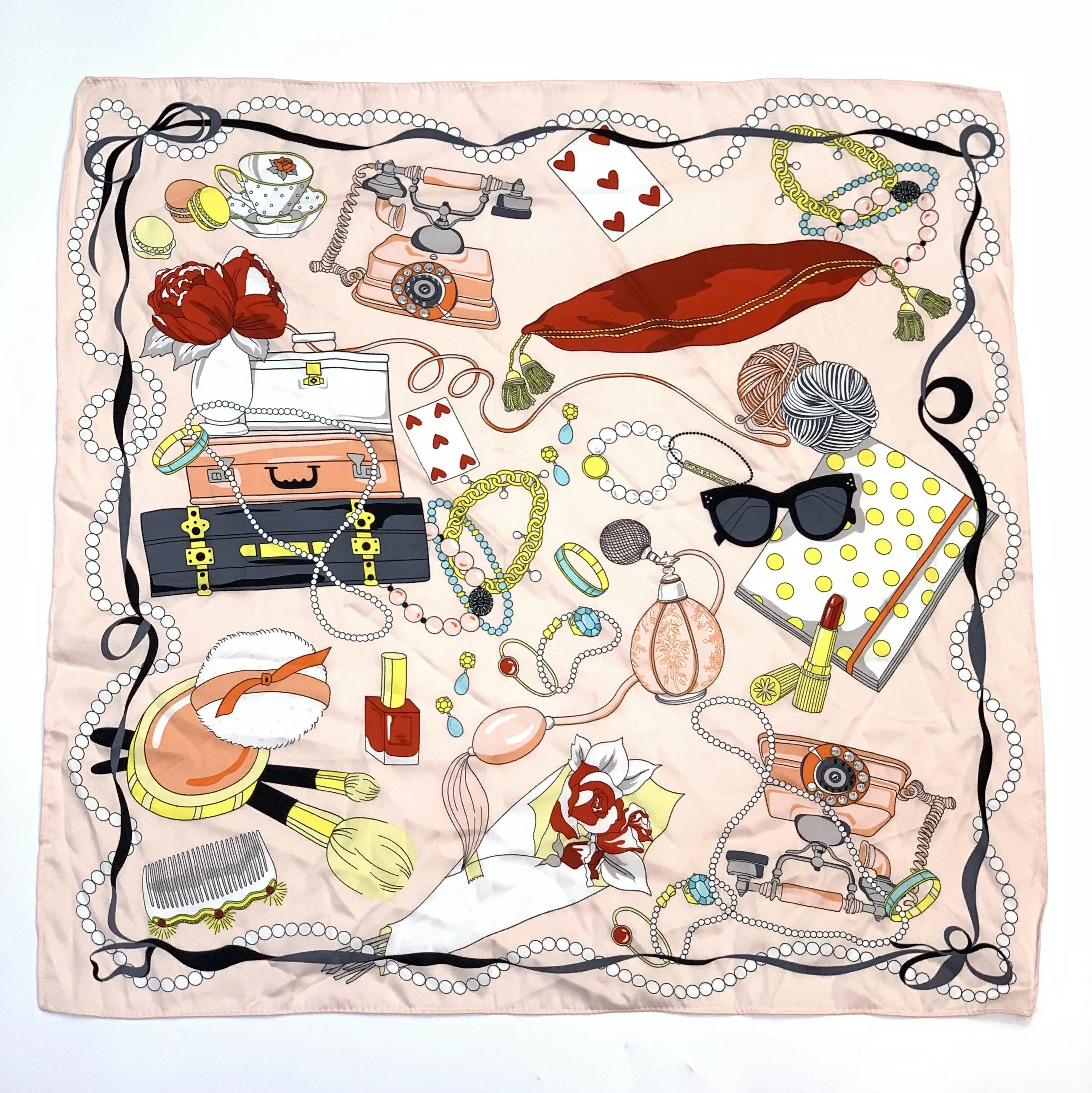 Прямая поставка с фабрики, модный принт для девочек, Шелковый саржевый Шарф Пейсли, женская шелковая бандана