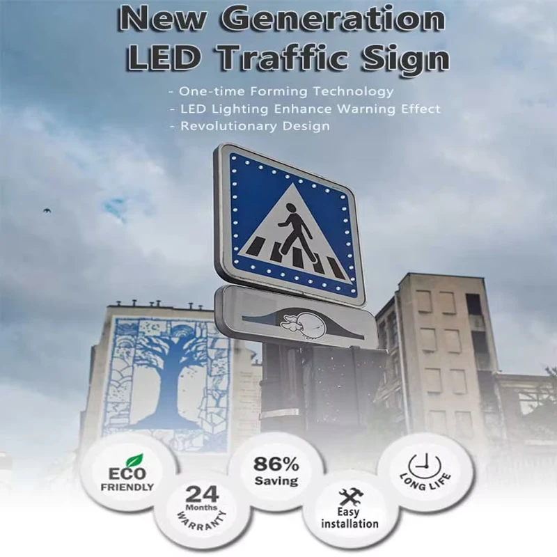 Factory Wholesale 600*600mm Solar Power LED Amber Flashing Pedestrian Crossing LED Road Traffic Signs Speed Limit Warning