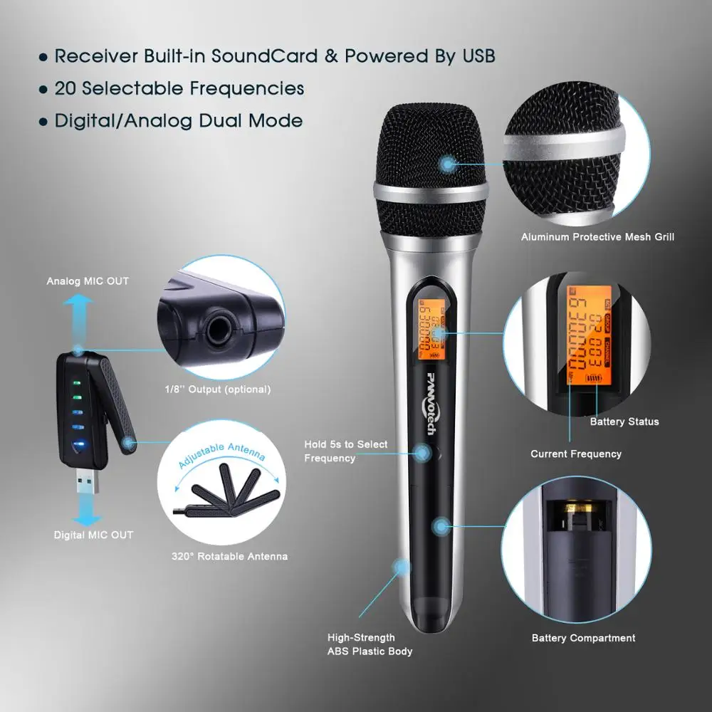 Panvotech High Quality Handheld Professional PC Smartphone USB Wireless Microphones For Computer