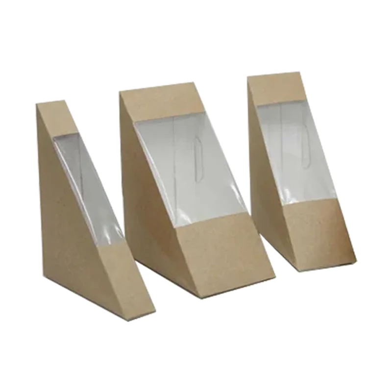 Wholesale Food Package Bread Sandwich Container Paper Boxes Custom Triangle Sandwich Packaging Box
