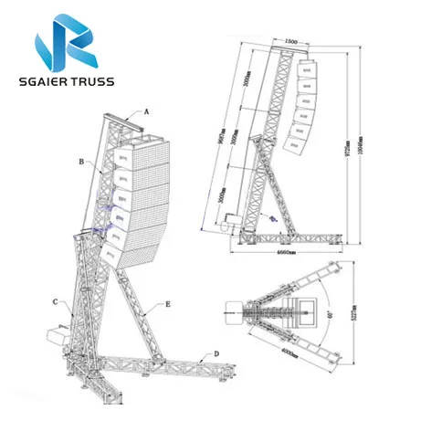 High Quality Customized Square Stage Truss Shape  Aluminium Speaker Lift Truss System For Sale