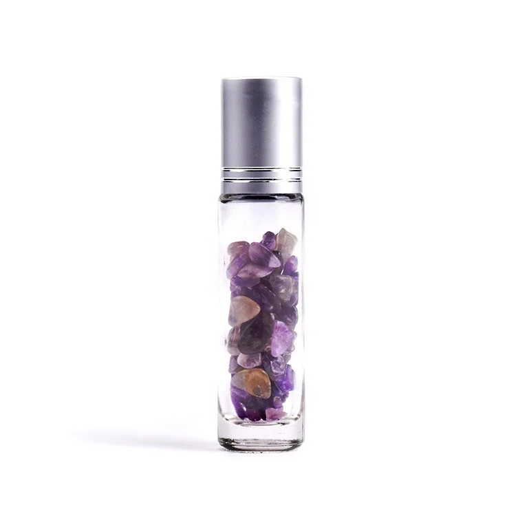 Natural stones 10 ml gemstone essential oil roller bottles rose quartz roller ball glass bottle