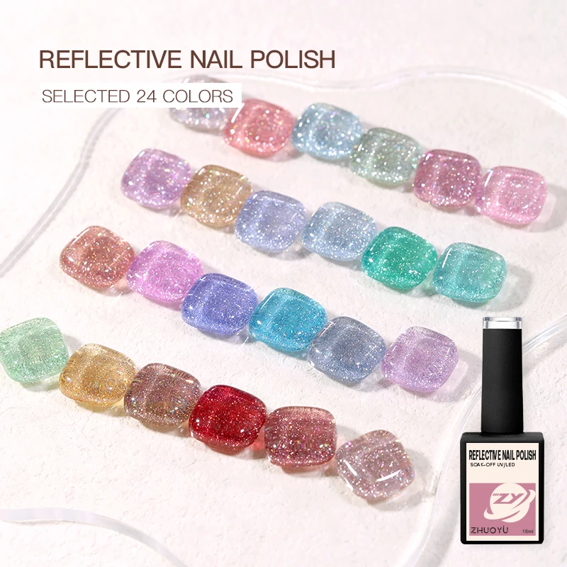 Factory Wholesale Uv Gel Soak Off Permanent Varnish Professional Enamels 15ml Glitter Gel Nail Polish private label
