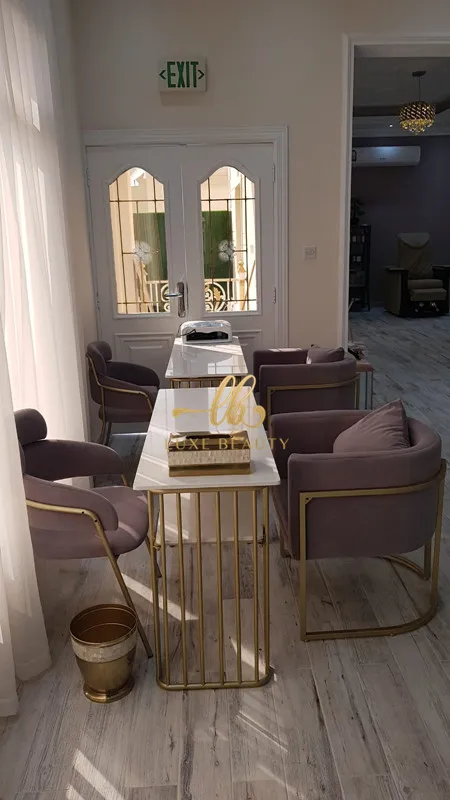 Nordic Marble Modern Popular Nails Table And Grey Chair Salon Furniture Manicure Tables Gold Metal Frame Nail Table Set Cheap