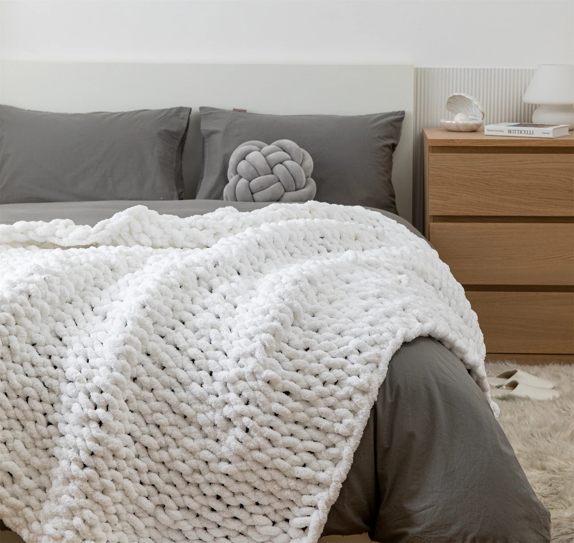 Белые супер уютные толстые вязаные одеяла ручной работы на заказ для домашнего декора