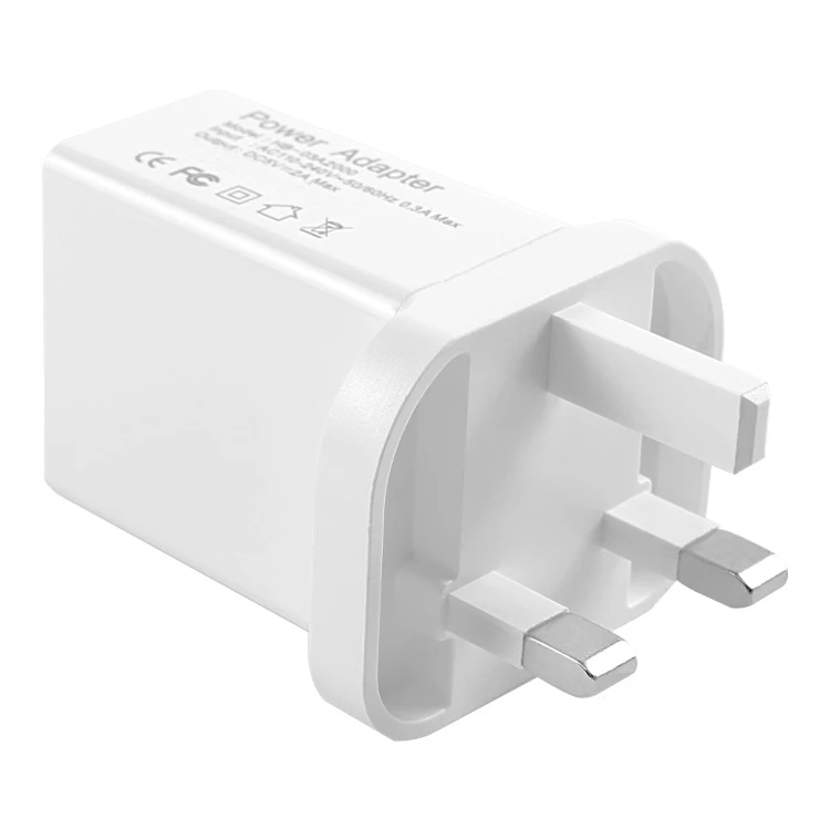 CE Certified UK USB Wall Charger 3Pin Plug Fast Charging Adapter 5V 2A for Multiple