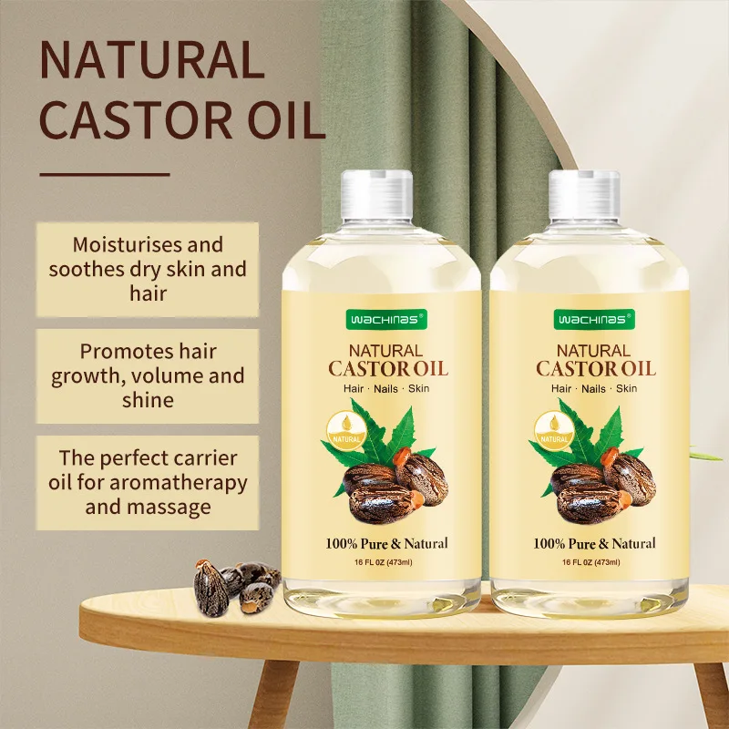 OEM customized 473ml Natural Organic Cold Pressed castor oil  for activation hair growth hair follicle surface repair