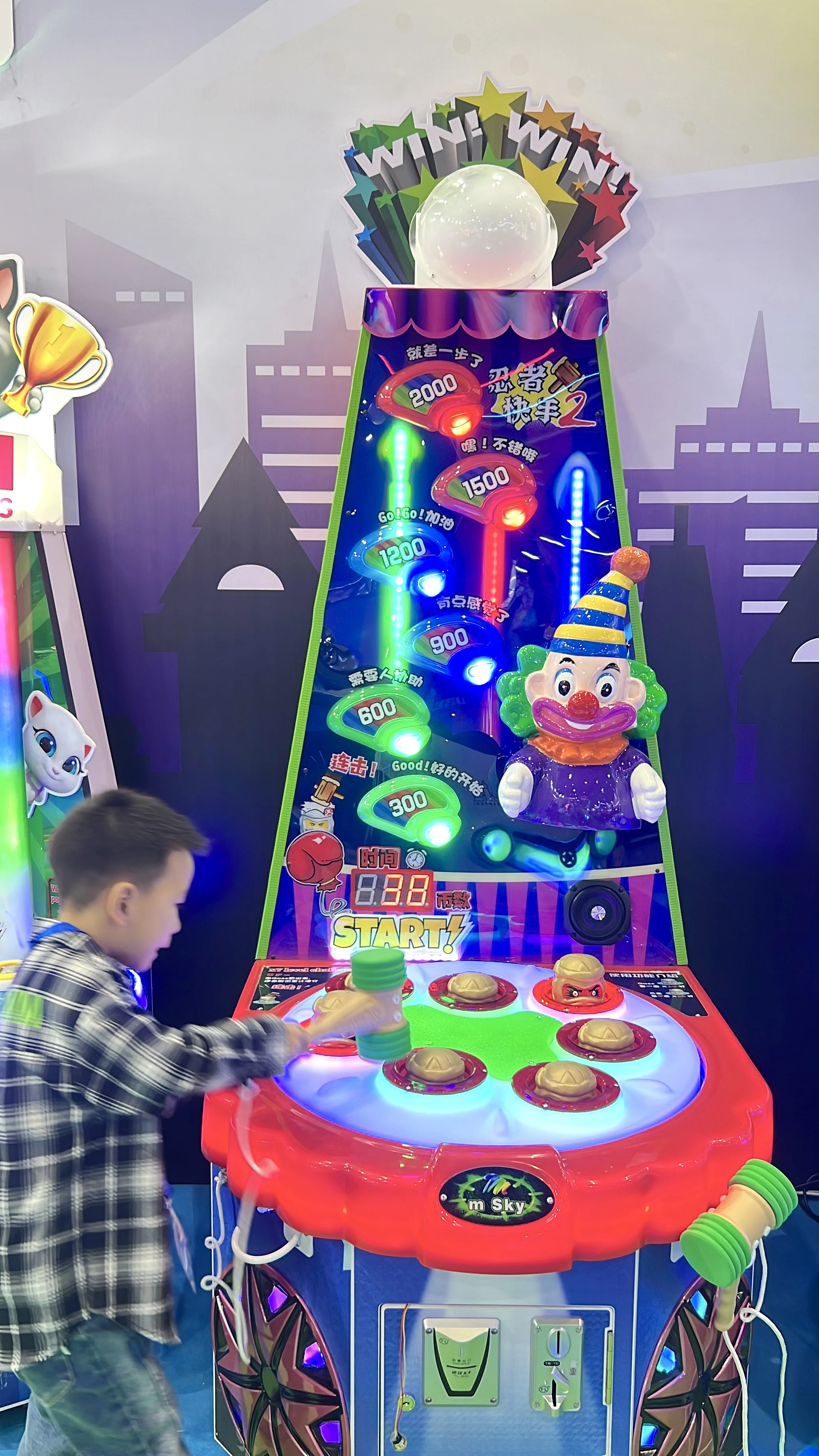 Coin-Operated Indoor Whack Mole Arcade Game Machine Family Entertainment Kids Parents Wooden Skill-Based Amusement Park