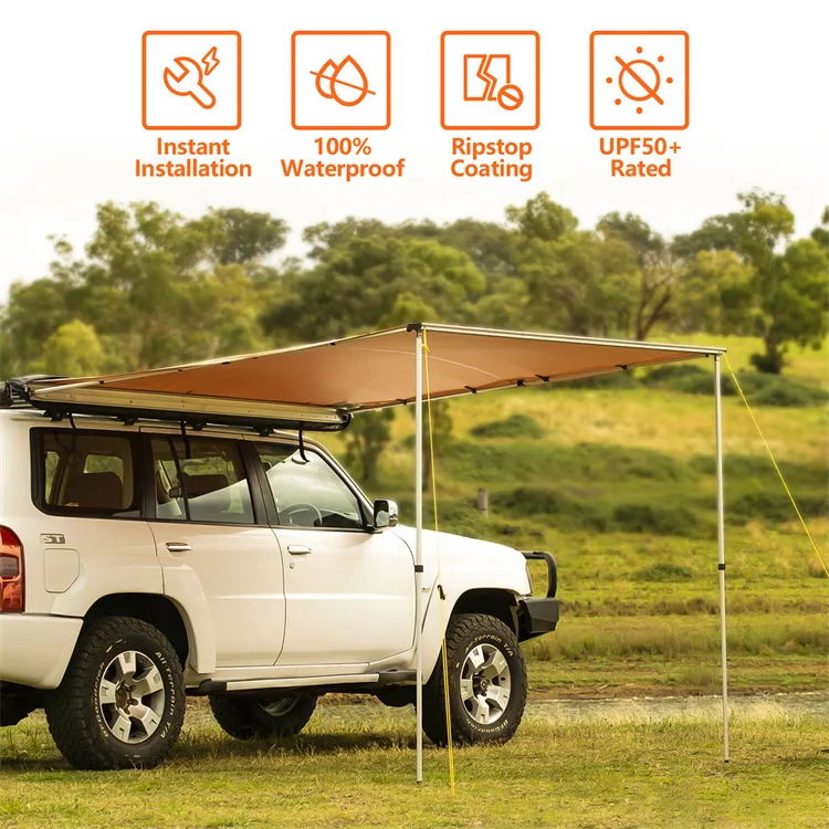 Hot Sale 2.5*2.5m SUV/4x4/4wd Car Roof Top Tents for 3-4 person Waterproof Portable Vehicle Side Awning with Poles