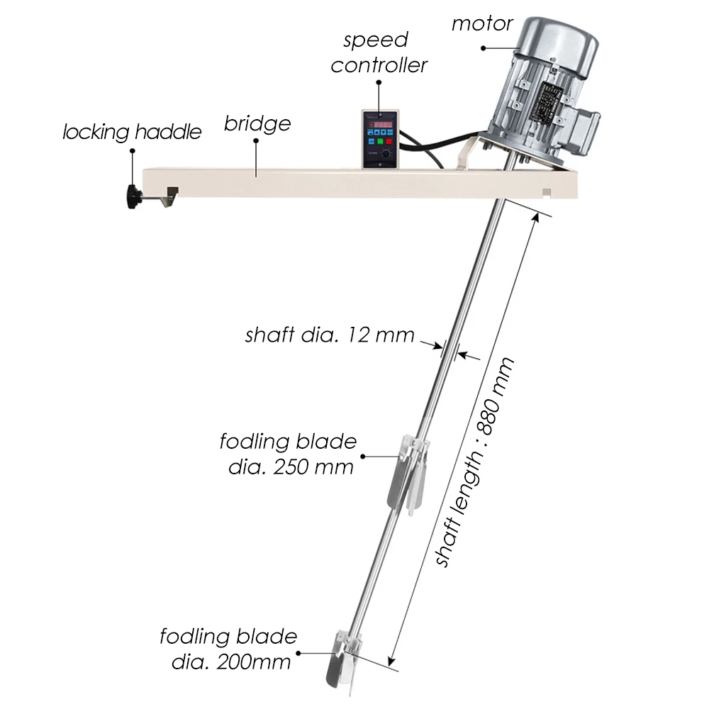high speed mixer for chemical 1/2HP 0.37kw electric driven mixer for 55 gallon drum barrel tank mixer