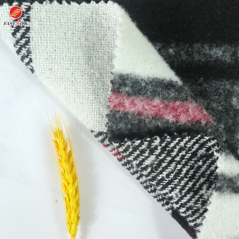 Classic check textiles 400gsm woven coat fleece textiles tweed garment fabric wool plaid fabrics for clothing