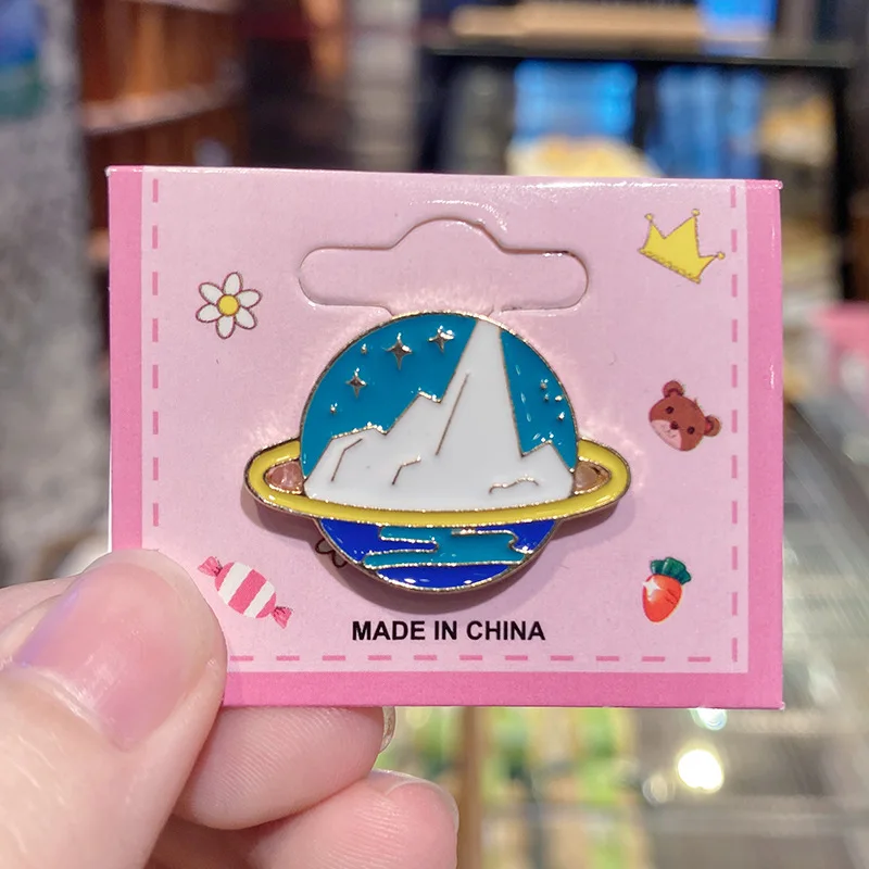 Custom Cute Star Cartoon Planet Hat Pin Metal Enamel Pin Personalized Badge for Students OEM & ODM Services Available