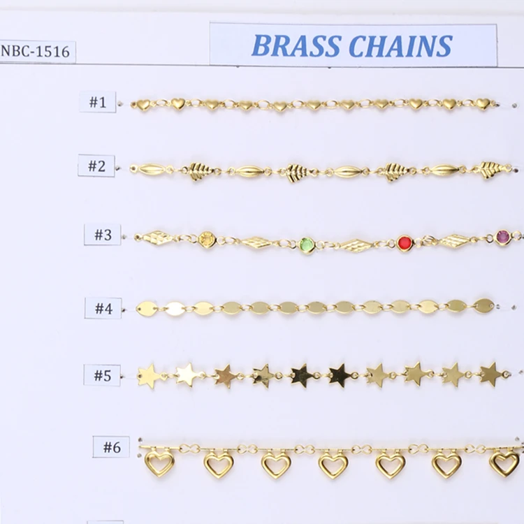 Trending Hot Products heart oval star shape Handmade Fashion Brass chain in Raw