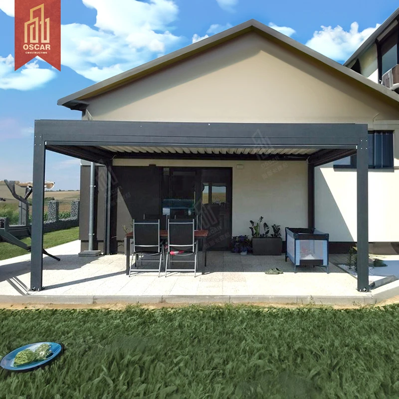 JUNPAI Motorised 4x3 Aluminium Pergola Gazebo & Pavilion for Villa Waterproof Lockable & Fireproof Terrace Roof Outdoor Space