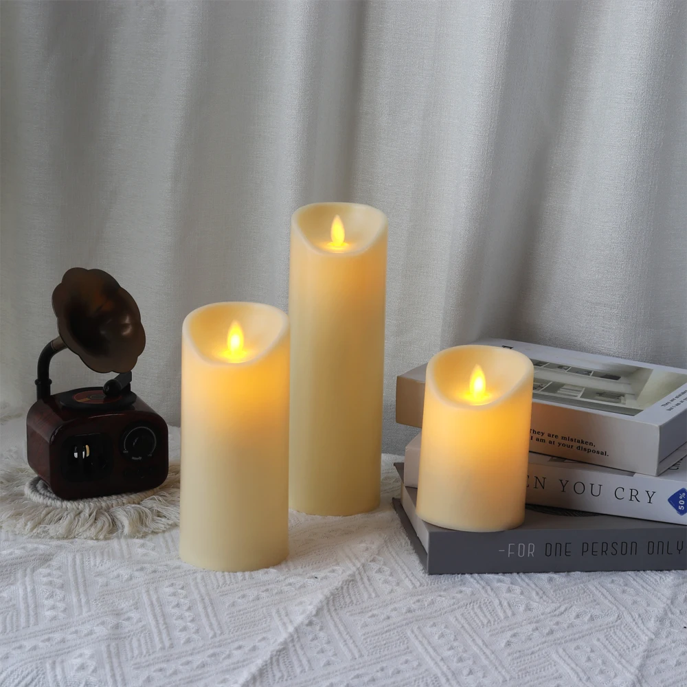 Simulated LED Plastic Candle Artificial LED Light Various Size Battery Powered Candle Set Warm Light Candle With Remote Control