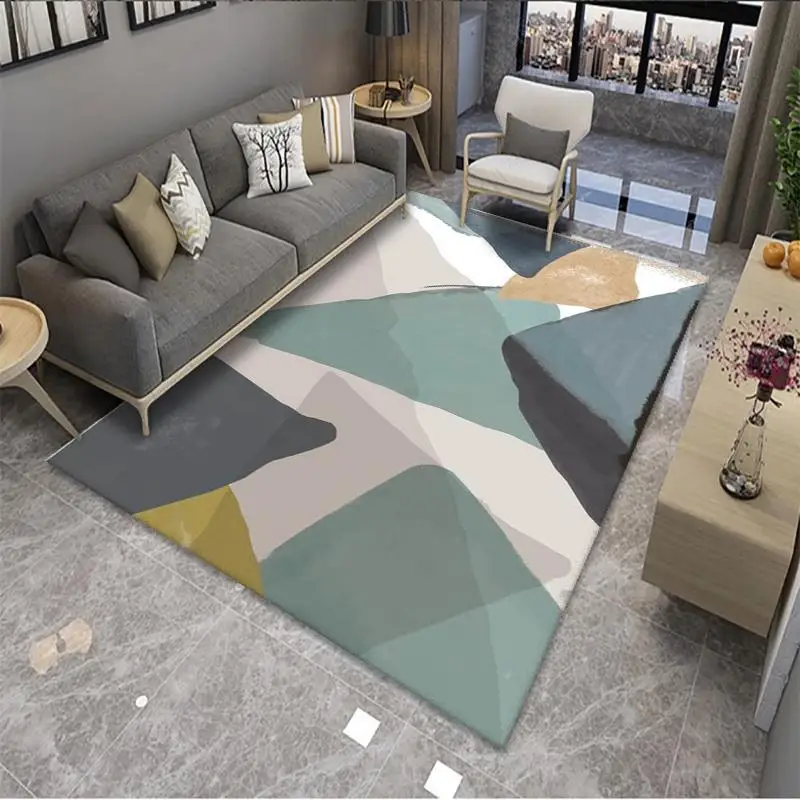 Modern Customised 3d 100% Polyester Geometric Pattern  Printed  Door Carpets And Rugs For  Living Room