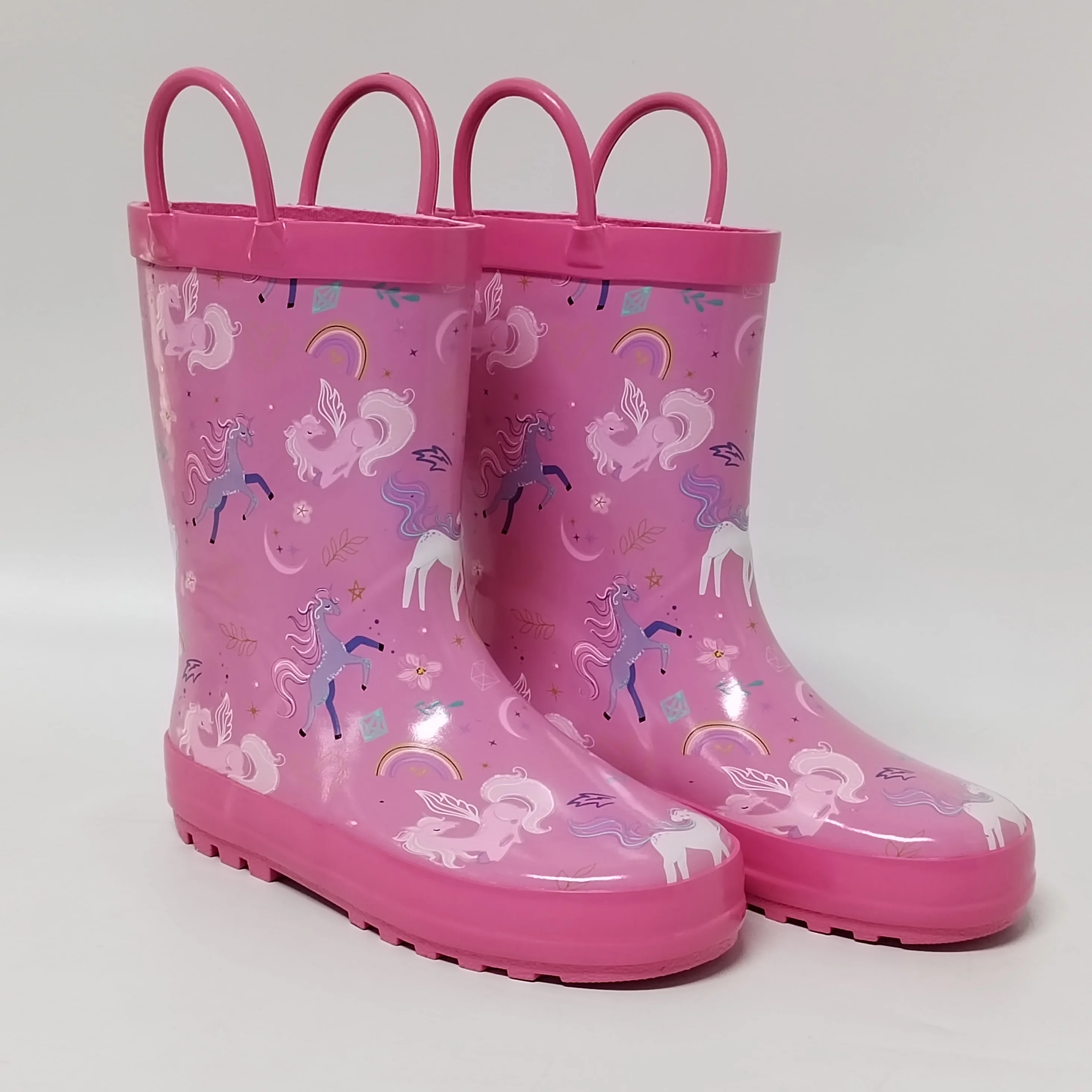 the most popular design unicorn printed color lining rubber wellies for children