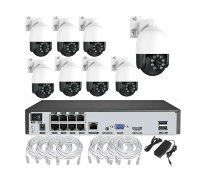 App. IP PRO or EseeCloud Full Color 8CH 8MP 4K POE NVR KIT IP POE Surveillance System 2-Way Audio PTZ Dome CCTV Network Camera