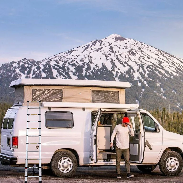 Wall mounted retractable heavy duty foldable telescopic ladder aluminum 4 m for household