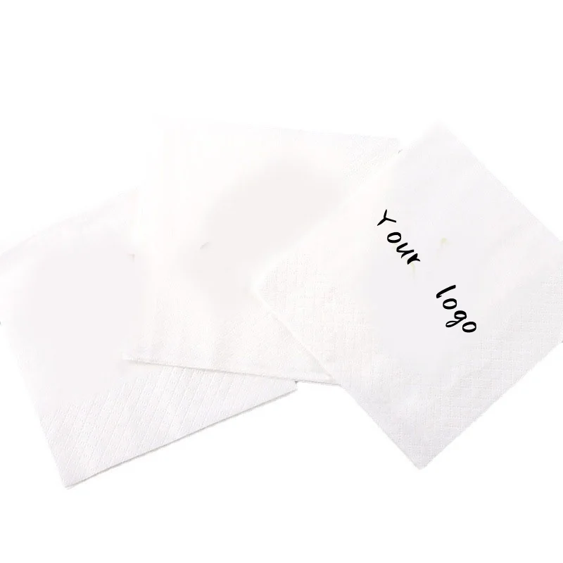Manufacturers Custom 2/3ply Napkin Logo Dinner Hotel Wedding Party Beverage White Printed Serviette Tissue Paper Wedding Napkins